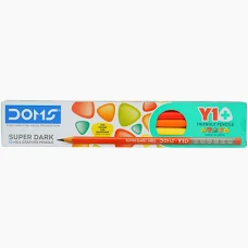 DOMS Y1 + Super Dark HB/2 Graphite Pencil Box Pack Free One Eraser & Sharpner With Each Pack | Set Of 10 Pencils x Pack Of 1